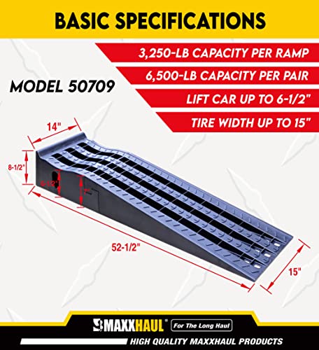 MaxxHaul 50709 Detachable Extendable Car Ramp Set, Portable Car Ramps With 3,250 lbs Maximum Weight Capacity Per Ramp 6,500 lbs Per Pair - style: Car Ramp Pair