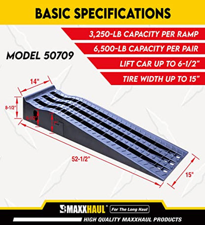 MaxxHaul 50709 Detachable Extendable Car Ramp Set, Portable Car Ramps With 3,250 lbs Maximum Weight Capacity Per Ramp 6,500 lbs Per Pair - style: Car Ramp Pair