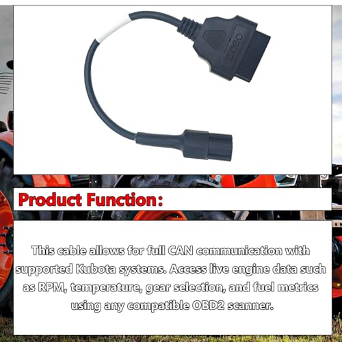OBD2 Adapter Cable 3824-26,Fit for KUBOTA Vehicles 4 Pin OBD2 16Pin to OBD1 4Pin OBDII Car Diagnostic Connector Compatible with OBD II Diagnostic Scanner ，Replace 3824-26 382426