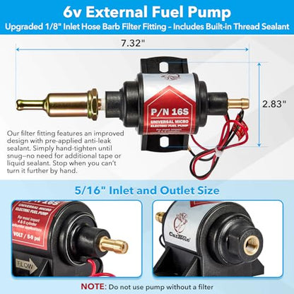 CarBole 6 Volt Electric Fuel Pump 5-9 PSI, 25-30 GPH for Gasoline Engines - size: 6V 5-9 PSI Gasoline Pump