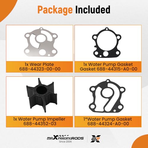 maXpeedingrods Water Pump Impeller Repair Kit for Yamaha Outboard 2 Stroke - size: For 60 70 75 80 85 90 HP 1984-2009