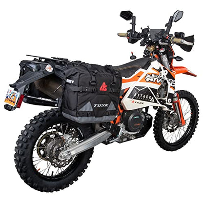 Tusk Pilot Pannier Bags Black/Grey | Durable Soft Saddlebags with Roll‑Top Closure, Waterproof Liners and Reflective Accents | Adventure Motorcycle Storage
