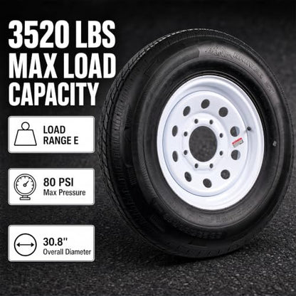 eCustomrim 2-Pack Radial Trailer Tire Rim Assembly ST235/80R16 White 8 Lug
