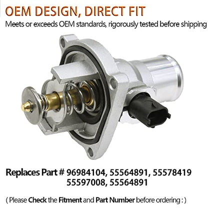 Engine Coolant Thermostat Housing Assembly Compatible with 2009-2011 Chevrolet Aveo, 2011-2016 Chevrolet Cruze, 2013-2018 Chevrolet Sonic, 2009-2010 Pontiac G3 Replace# 96984104 - size: 96984104