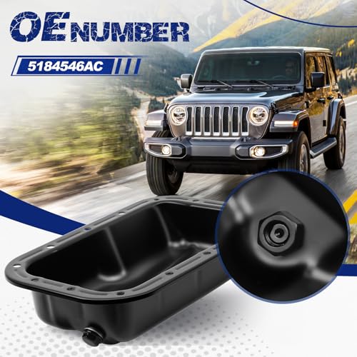 Transmission Oil Pan with Drain Plug, Fit for Chrysler 300 2012-2016, Fit for Jeep Wrangler JK 2012-2018, 3.6L, OE 264-357, 5184546AC, 5184546AA, 5184546AB - size: 264-357