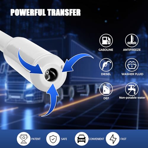 Portable Battery Powered Gas Transfer Pump, 2.8GPM Fuel Transfer Pump with Hand Nozzle for Quick Stop Flow Control USB or Battery Powered Automatic Transfer Pump for Gas, Fuel, Diesel, Water Transfer