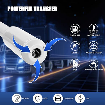 Portable Battery Powered Gas Transfer Pump, 2.8GPM Fuel Transfer Pump with Hand Nozzle for Quick Stop Flow Control USB or Battery Powered Automatic Transfer Pump for Gas, Fuel, Diesel, Water Transfer