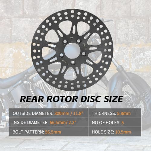 TOFR 11.8" Front Rear Brake Rotors with Pads Bolt for Harley Touring 14-21 - color: Black
