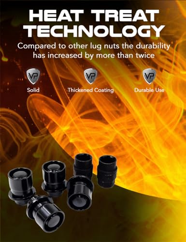 Set of 4 12x1.5 Veritek OE 1.47 Inch Mag Factory Style Replacement Black Lug Nut Wheel Locks with 2 Black Keys for Factory Wheels VPE-45700N2BK