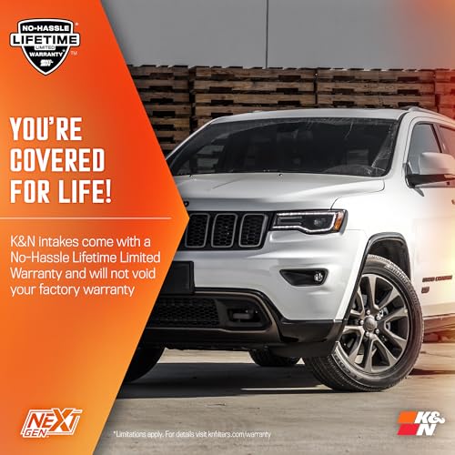 K&N NextGen Cold Air Intake System: High-Flow Cotton Filter: Compatible with 2016-2025 Dodge/Jeep: Durango, Grand Cherokee, Grand Cherokee WK, 50-1572 - style: NextGen
