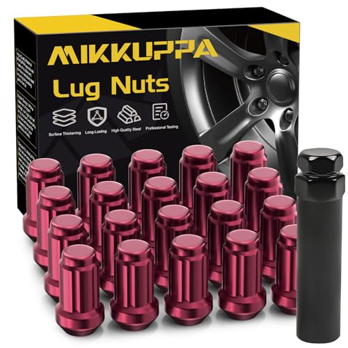 MIKKUPPA M12x1.5 Lug Nuts, Rose Pink 20PCS Closed End Spline Lug Nuts - color: Rose Pink