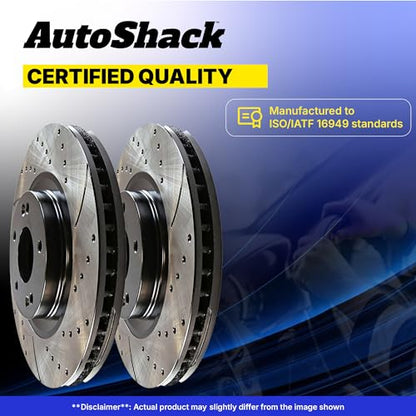 AutoShack Front & Rear Drilled & Slotted E-Coated Brake Rotors, 4pcs - style: SHADOW GUARD