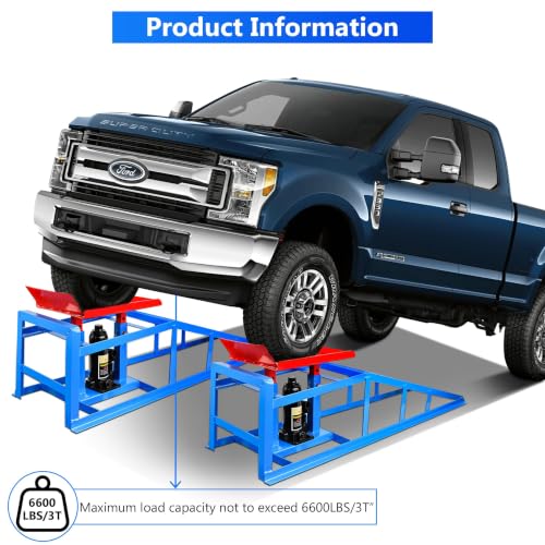 2PCS 5T 11060lbs Hydraulic Car Ramps for Home Garage Oil Changes - color: Red Blue