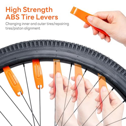 29 PCS Bike Tire Repair Kits - 22 PCS Patches,Tire Repair Glue, Tire Levers, Metal Rasp & Roller, Valve Wrench, Portable Bicycle Inner Tube Puncture Patch Kit for BMX MTB Road Bike Motorcycle