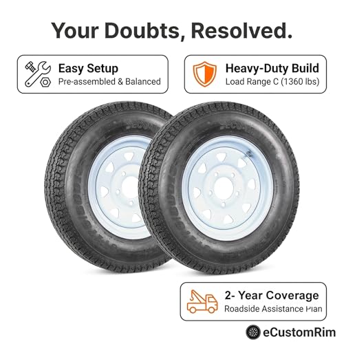 eCustomrim 2-Pack Trailer Tire Rim Assembly ST175/80D13 B78-13 5 Lug LRC
