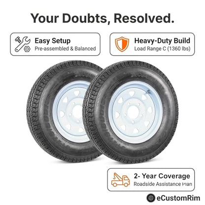 eCustomrim 2-Pack Trailer Tire Rim Assembly ST175/80D13 B78-13 5 Lug LRC