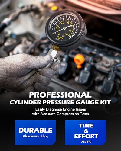OMT 9pc Gas Cylinder Compression Tester Set with Adjustable Pressure Gauge
