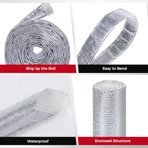 Car Aluminized Sleeving Heat Sheathing Roll 1-1/2inch 6ft - style: 1-1/2inch(I.D. Wide) - 6ft