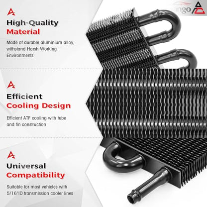 4 Pass Ultra-Cool Tube and Fin Transmission Cooler - color: Black, size: 4-pass