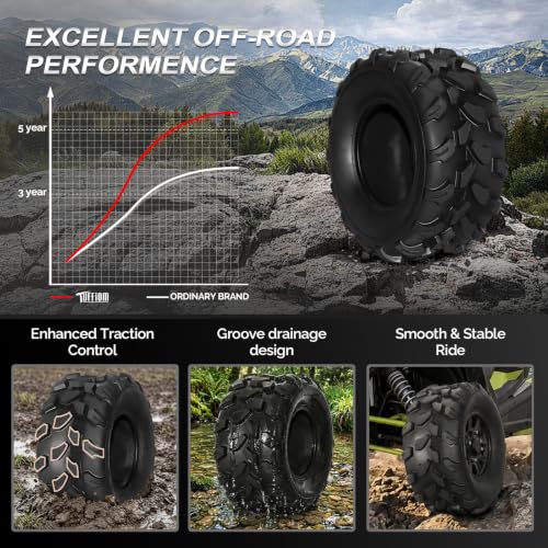 TUFFIOM Set of 2 ATV UTV Tires, 18x7-8, 6PR All-Terrain Mud Tires with Directional Tread, Drainage, Strong Srip and Snow-breaking for Rainy/Snowy Areas, Tubeless Trail Tire - size: 18x7.00-8 (2 pack)