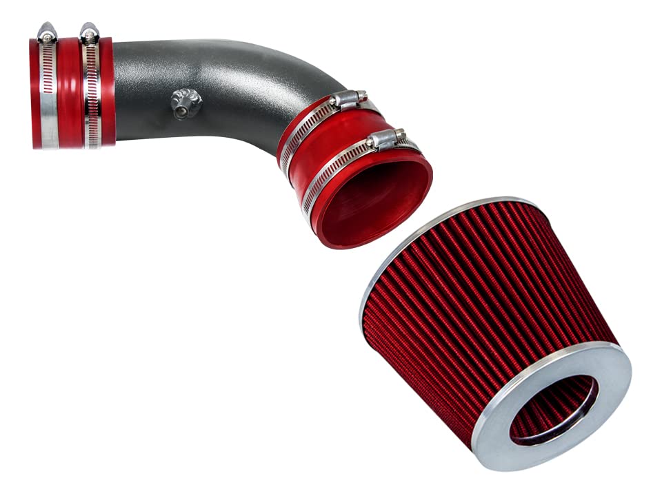 RSG MATT BLACK PIPE with RED Short Ram Intake Kit with Filter Compatible For 04-08 Grand Prix V6 3.8/05-08 V8 5.3