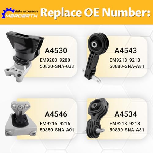 4PC Engine Motor Transmission Mount Kit for 2006-2011 Honda Civic 1.8L Auto - size: A4530 A4534 A4543 A4546