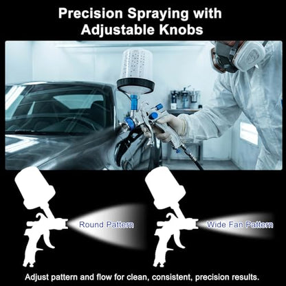 HVLP Paint Gun w/20pcs 600ml Disposable Paint Cups & 4 Nozzles,Adapter - color: Blue
