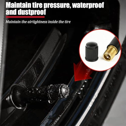 12PCS Car Valve Stem Puller Installer Kit, Automotive TR413 Tire Snap in Valve Stem with Slotted-Head Valve Cap, Vehicle Single Head Core Remover Installer Tool Set, Universal Fit