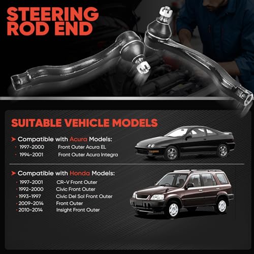 2PCS Front Outer Tie Rod Ends ES3331 ES3332 LH & RH, Tie Rod End Kit Fit for Acura EL Integra Honda Civic CR-V Civic Del Sol Fit Insight 1992-2014 - size: ES3331 ES3332