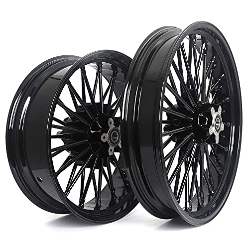 TOFR 21x3.5 18x5.5 Fat Spoke Wheels Black For Harley Softail Choppers 06-20 - color: Gloss Black, size: Front：21x3.5 Rear：18x5.5