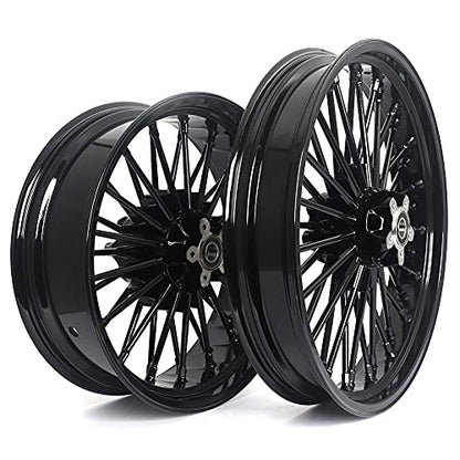 TOFR 21x3.5 18x5.5 Fat Spoke Wheels Black For Harley Softail Choppers 06-20 - color: Gloss Black, size: Front：21x3.5 Rear：18x5.5