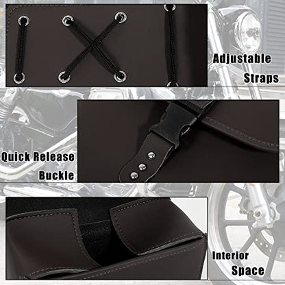 Motoforti Pair Motorcycle Saddlebag Side Tool Bags Cycling Luggage Bag Waterproof Quick Release Buckles - color: Dark Brown