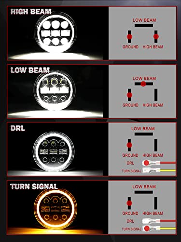 CO LIGHT 5.75 Led Headlight 5 3/4 Round Led Headlights Whit DRL Amber Turn Signal Light and Hi/Lo Beam Led Projector Sealed Beam Headlight Compatible with Thunderbird Torino 4PCS - color: 4PCS