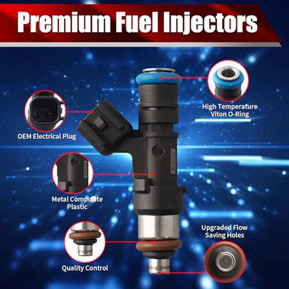 Set of 6 Fuel Injectors 12608632 FJ980 12602223 Replacement - size: FJ980