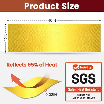 Aluminum Adhesive Heat Shield Wrap for Automotive, 40x12 in, Gold - color: Gold, size: 40" x 12"