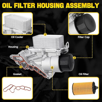 Aluminum Oil Cooler Filter Housing Compatible with 2006-2012 Mercedes Benz