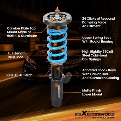 maXpeedingrods T6 Upgraded Coilover for BMW E46 1998-2007 - color: Blue