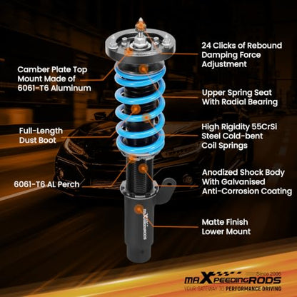 maXpeedingrods T6 Upgraded Coilover for BMW E46 1998-2007 - color: Blue