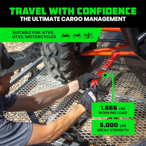 Rhino USA Soft Loop Tie Down Straps (4-Pack) - Motorcycle Handlebar Straps - color: Red 4-Pack