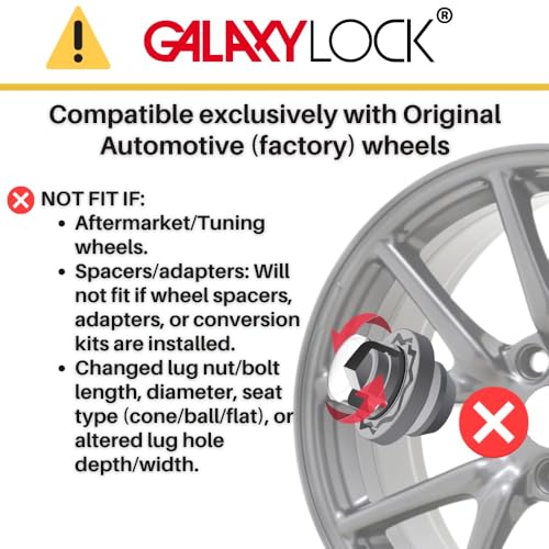 Farad GalaxyLock AG6AF/MX Black Lug nut Wheel-Locks Kit Suitable for Toyota 4Runner 2025, 2026 (M14 X 1.5 Thread Size) - Set of 4 Lug Nuts + 1 Key