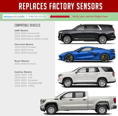 PDQ TPMS 433 MHZ Tire Pressure Sensor 4 Pack Metal Stem for Chevy GMC Cadillac Buick Pontiac Direct Replacement for OE Part # 13533166 ｜ 13542523 - color: Metal