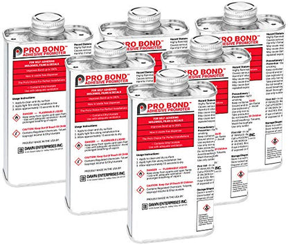 Pro Bond Adhesive Promoter for Vinyl, Wraps, Window Tint, Automotive Molding - 8 oz Can (6 Pack) - size: 8 oz - Pack of 6