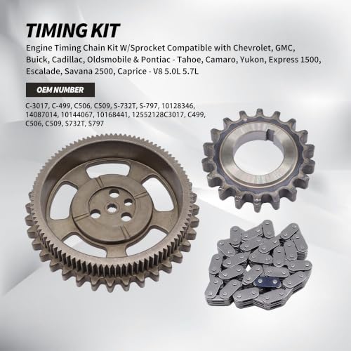 Engine Timing Chain Kit W/Sprocket Compatible with Chevrolet