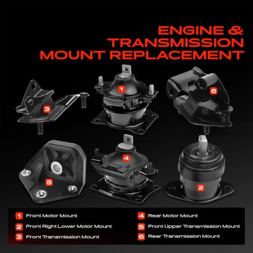 A-Premium Engine Motor Mount and Transmission Mount Kit, Set of 6 - style: 6PCS - Accord 2003-2007 L4 2.4L Automatic