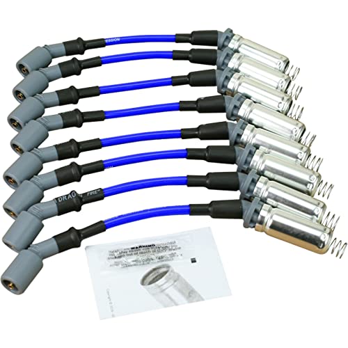 DRAGON FIRE PERFORMANCE Power Pack Set ROUND Ignition Coils Iridium Spark Plugs 8.5mm Plug Wires Compatible With GEN V LT1 LT 2014-2021 Camaro Silverado Corvette Sierra Yukon CTS Oem Fit Kit-1303