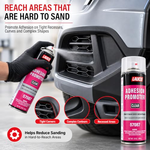 LAUCO Automotive Adhesion Promoter 13 oz Spray Can Pack of 1 - Use on Multi Surfaces Like Automotive Plastics, Bumpers, Vinyl Trim and Fiberglass (57087)