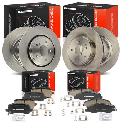 A-Premium Front Vented and Rear Solid Brake Rotors and Ceramic Pads Kit - style: 2018-2023