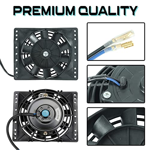 6'' Inch Small Slim Push Pull Electric Cooling Fan 650CFM Radiator Oil Cooler Mount Kit Universal Black