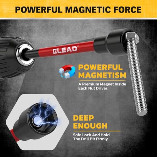 Magnetic Nut Driver Bit Set, 35-Piece Extra Long Nut Driver Set for Impact Drill, Metric & SAE, PH1 & PH2 Screwdriver Bits 1/4 Drive Shank Adapter Extension, Durable for Professional Projects - color: 35-piece Nut Driver Set
