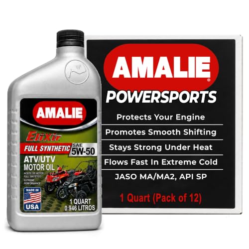 AMALIE Elixir 5W-50 Full Synthetic ATV & UTV Motor Oil (160-72516-56) 1 Quart Bottle, Pack of 12 | Made in USA - size: 1 Quart (Pack of 12)